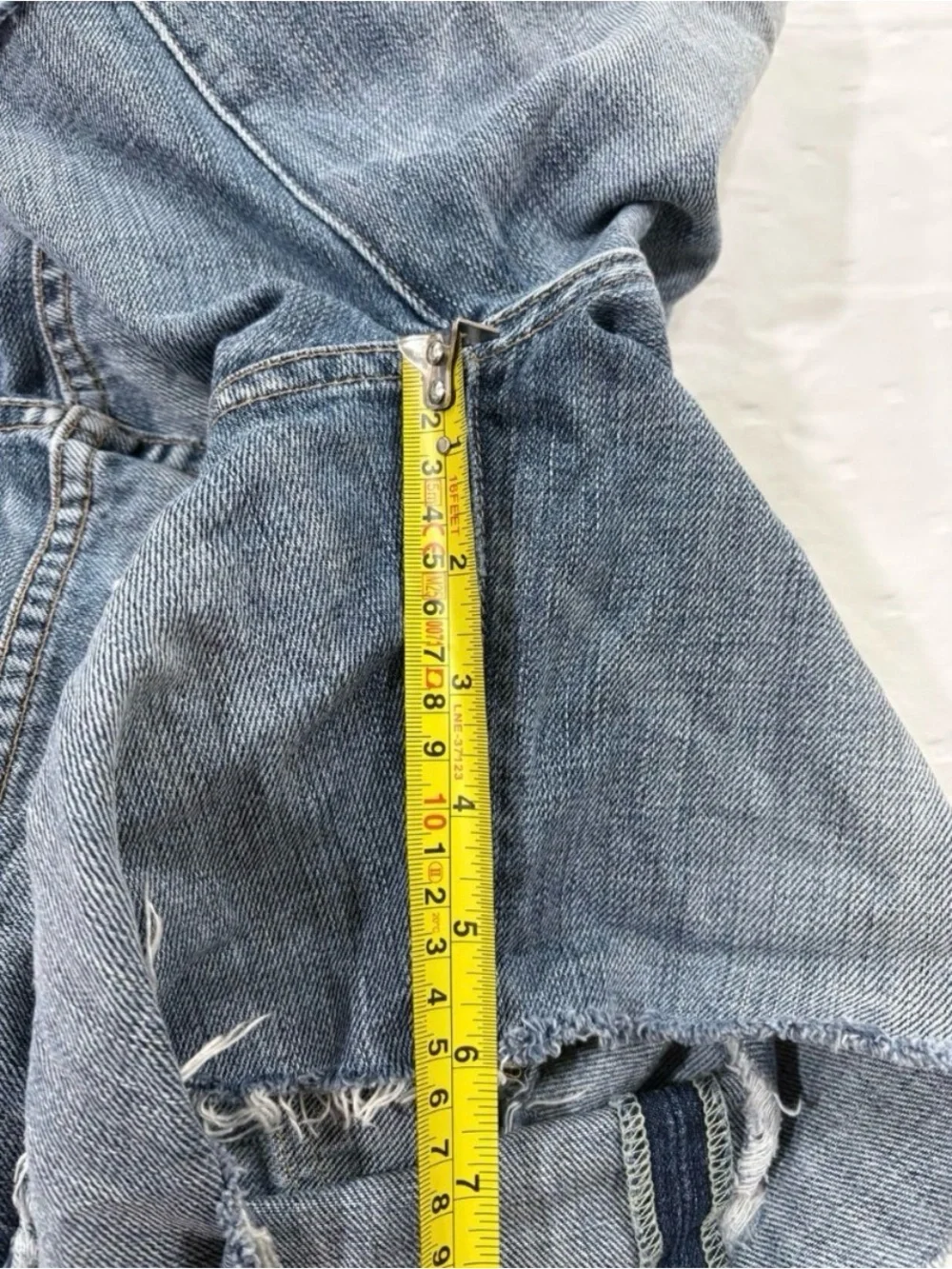7 For All Mankind Dojo Jean Shorts 32 100% Cotton Distressed Raw Hem Made In USA